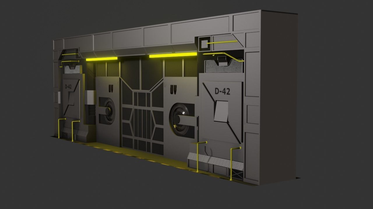 Sci-Fi Door Low-poly 3D model_6