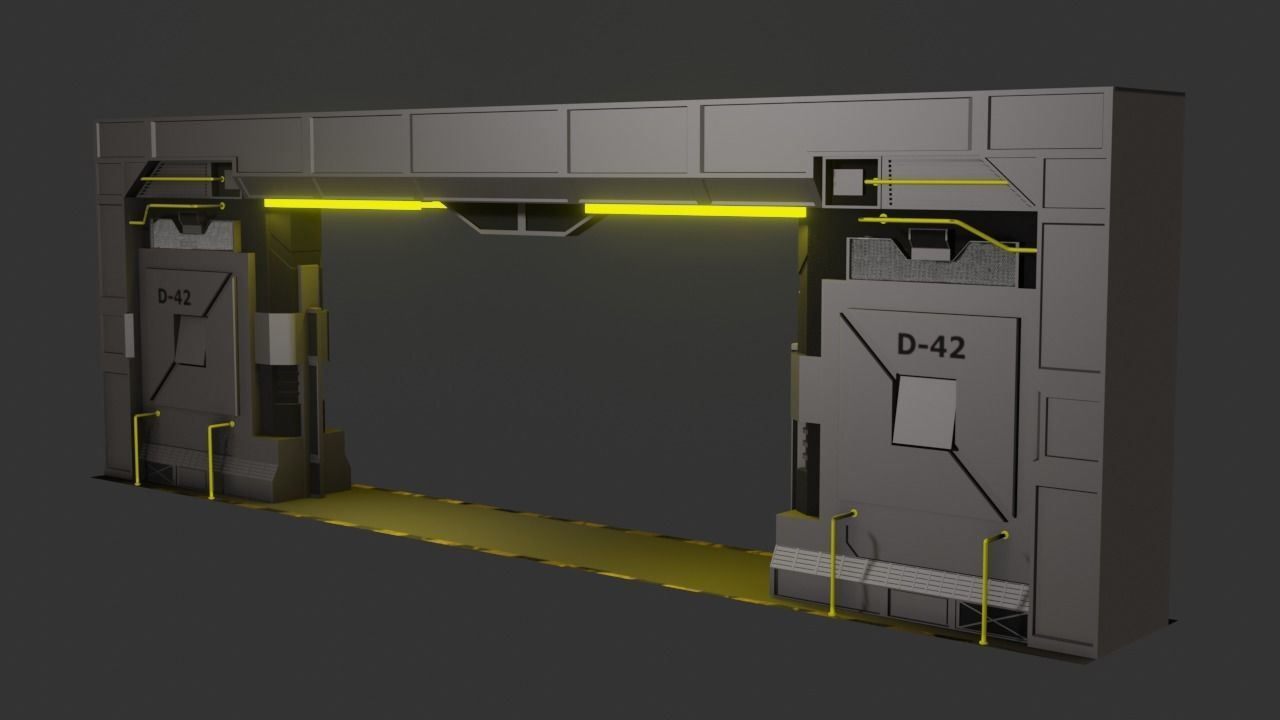 Sci-Fi Door Low-poly 3D model_24
