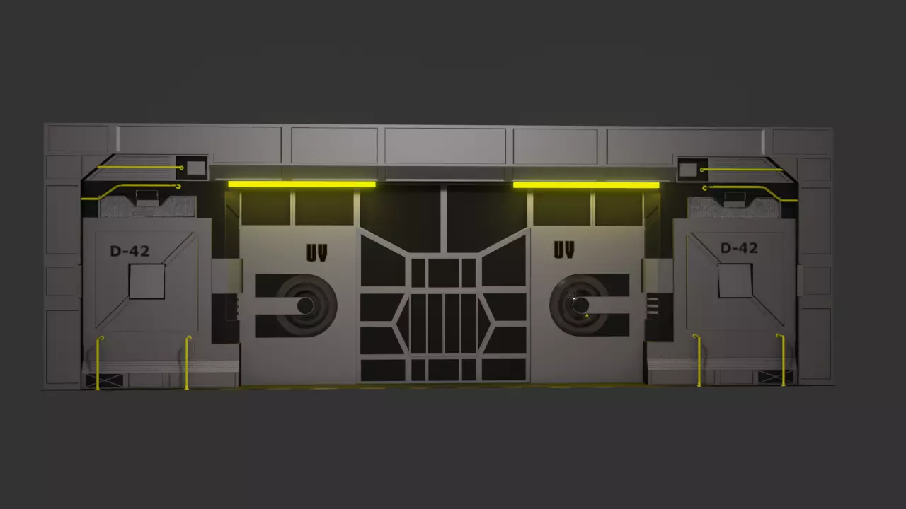Sci-Fi Door Low-poly 3D model_0
