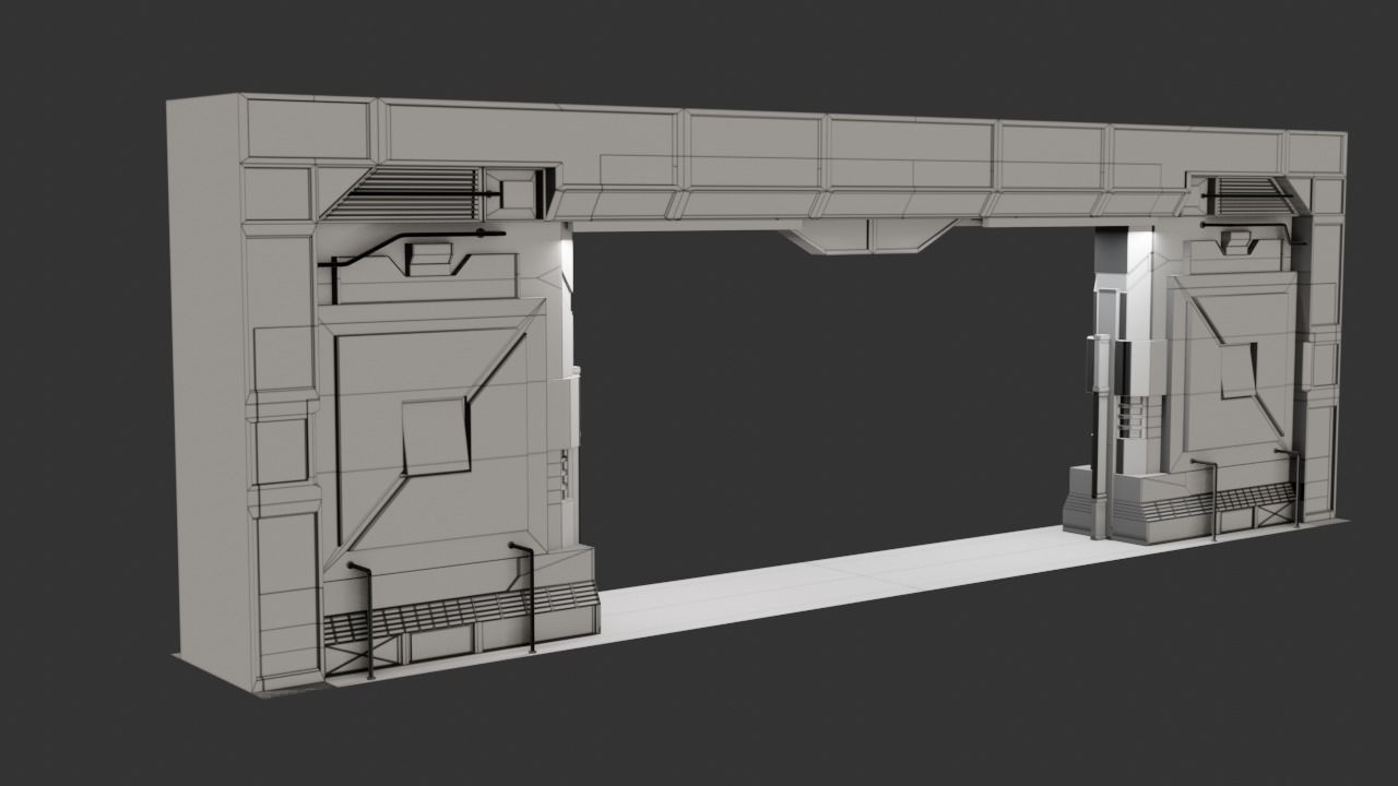 Sci-Fi Door Low-poly 3D model_29