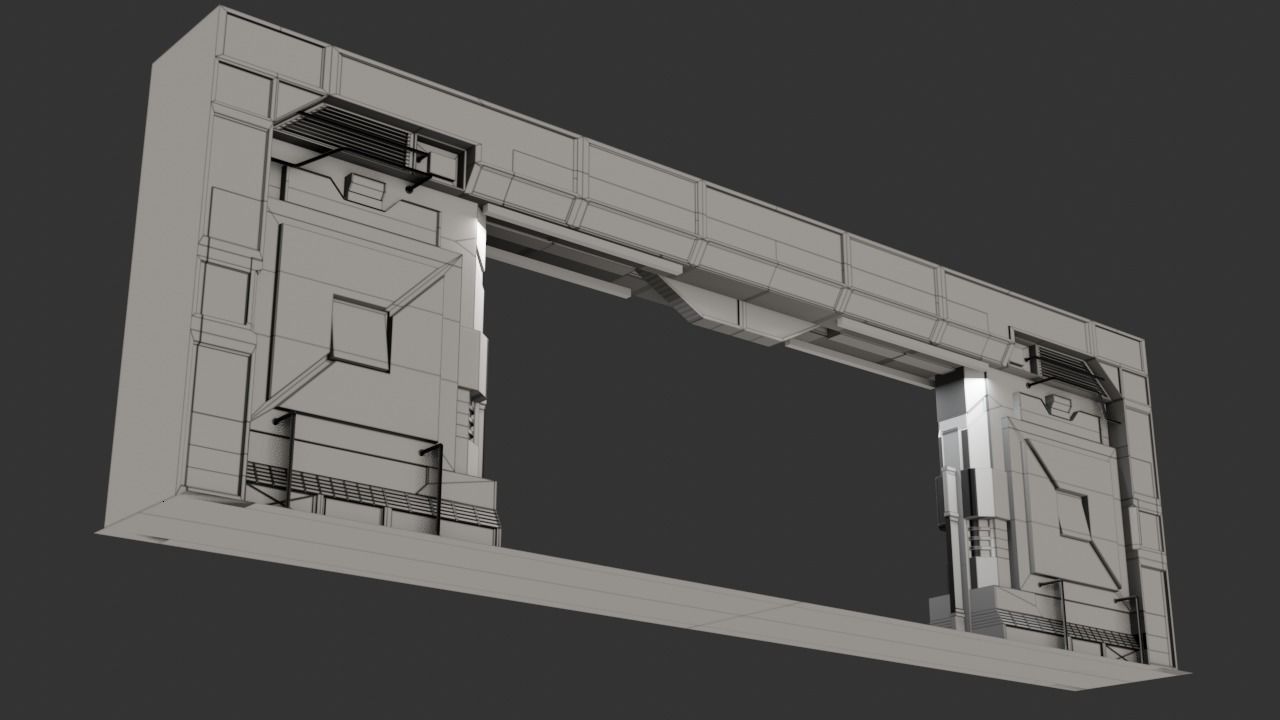 Sci-Fi Door Low-poly 3D model_33
