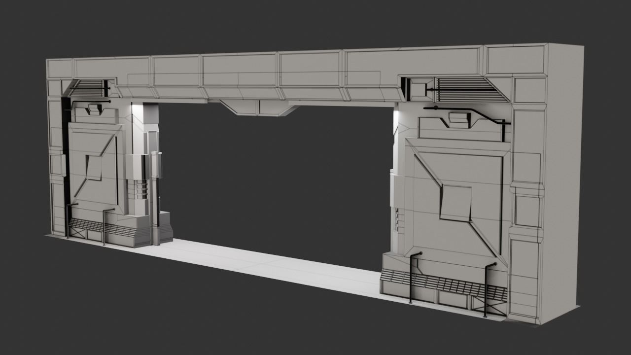 Sci-Fi Door Low-poly 3D model_25