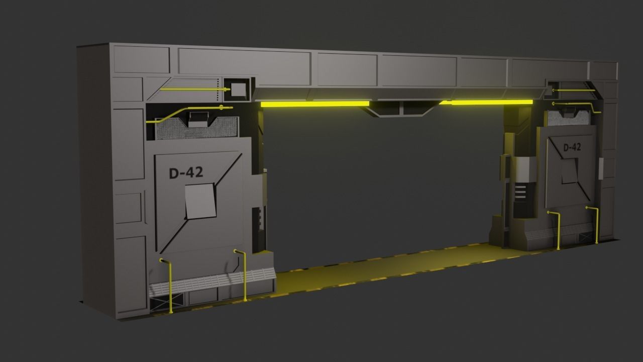 Sci-Fi Door Low-poly 3D model_28