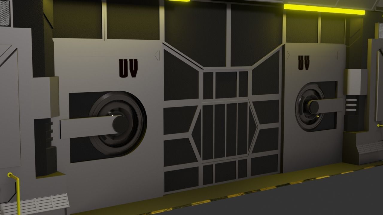 Sci-Fi Door Low-poly 3D model_10