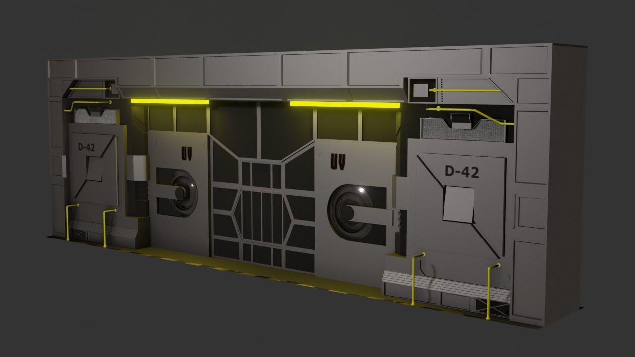 Sci-Fi Door Low-poly 3D model_4