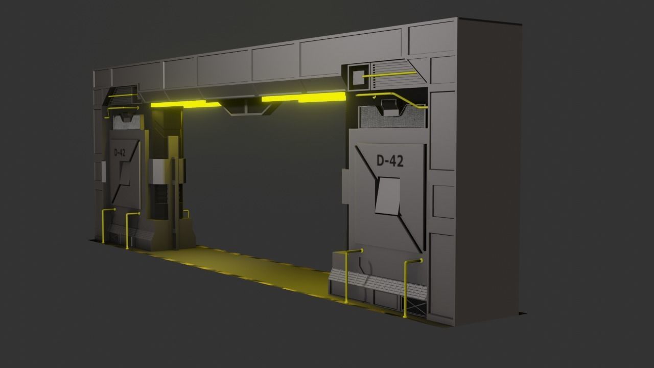 Sci-Fi Door Low-poly 3D model_26