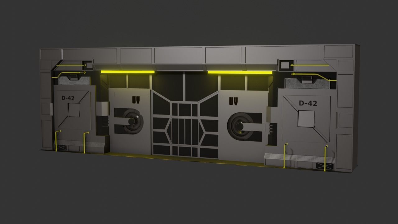 Sci-Fi Door Low-poly 3D model_2