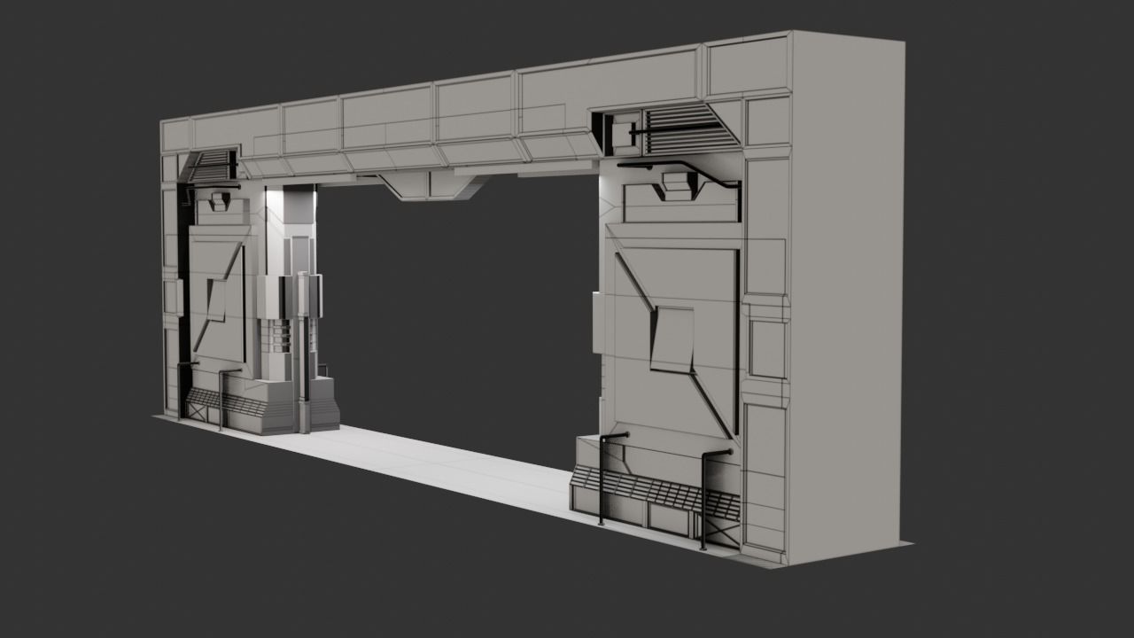 Sci-Fi Door Low-poly 3D model_27