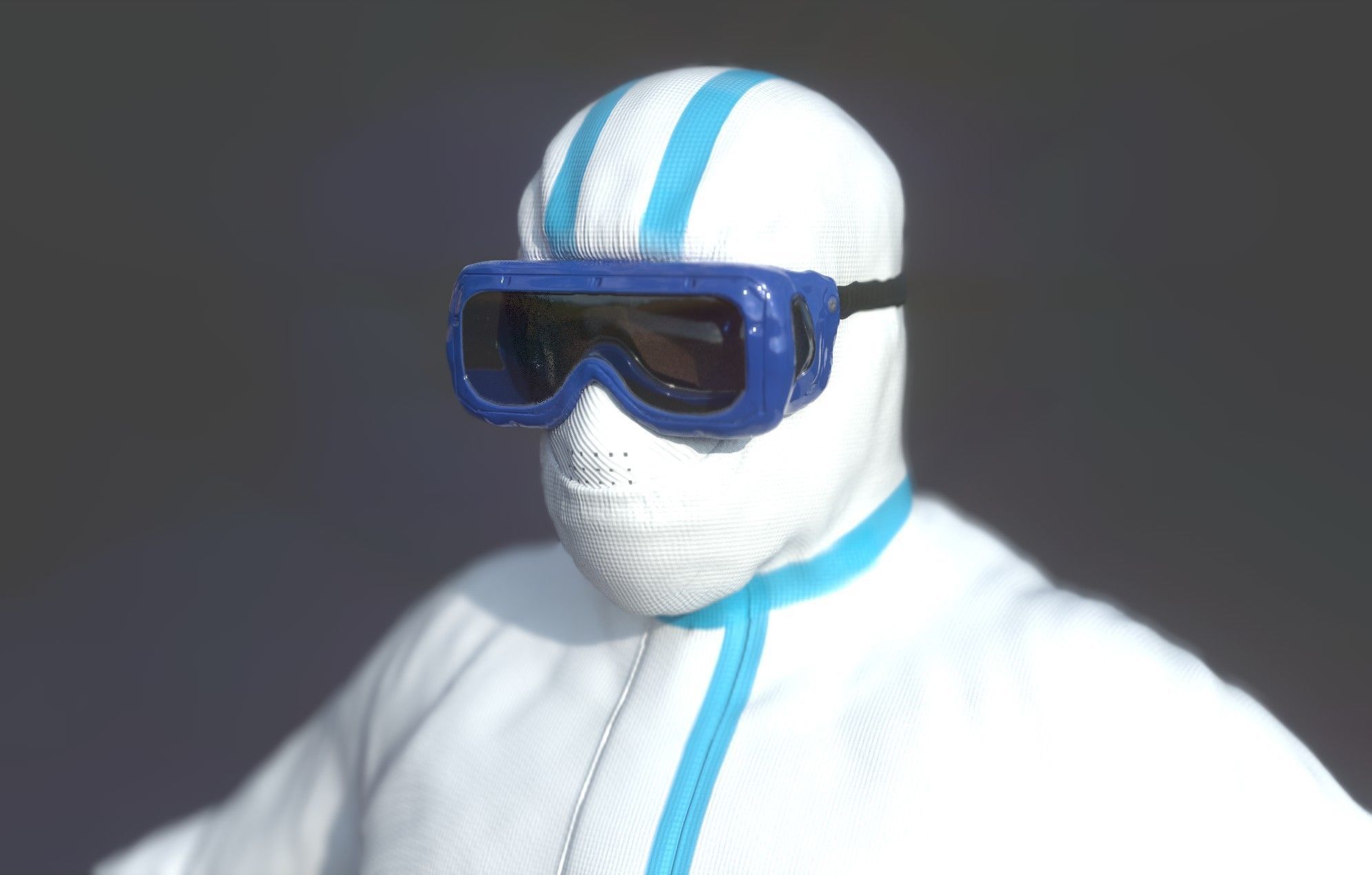 Hazmat Suit white 3D model_7