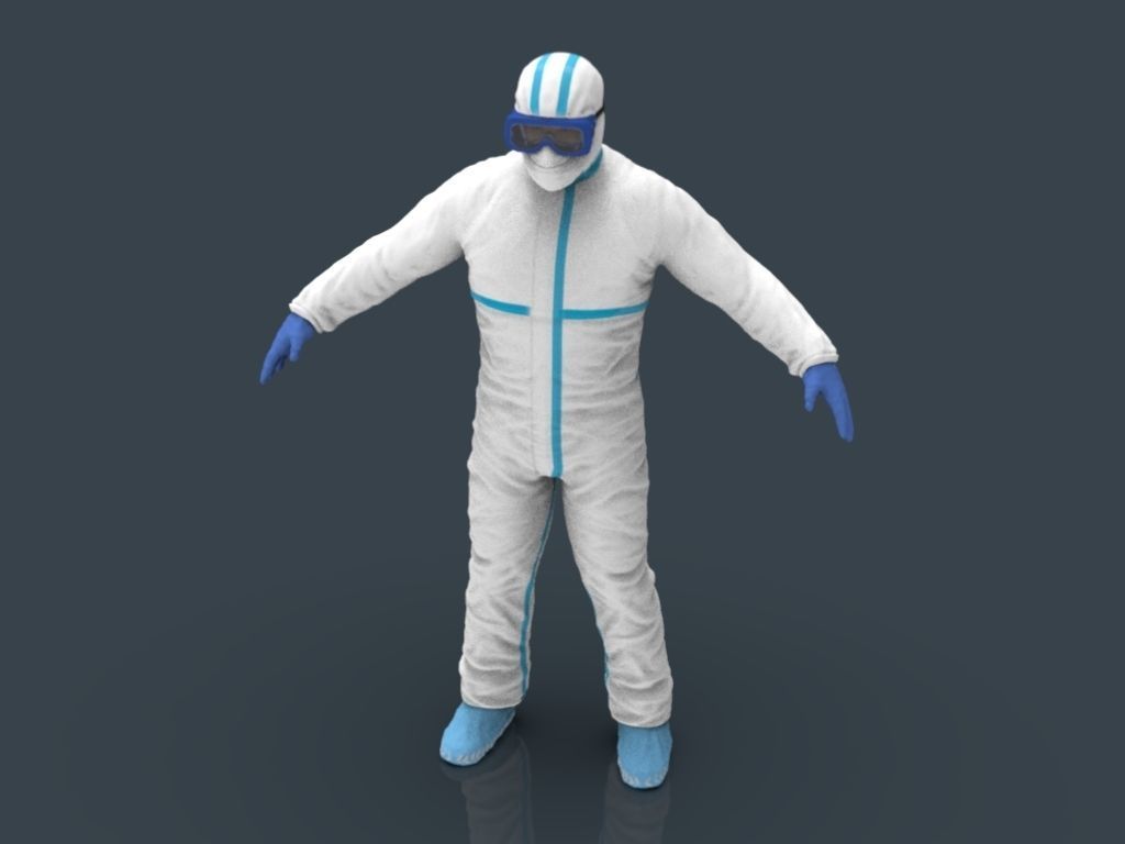 Hazmat Suit white 3D model_39