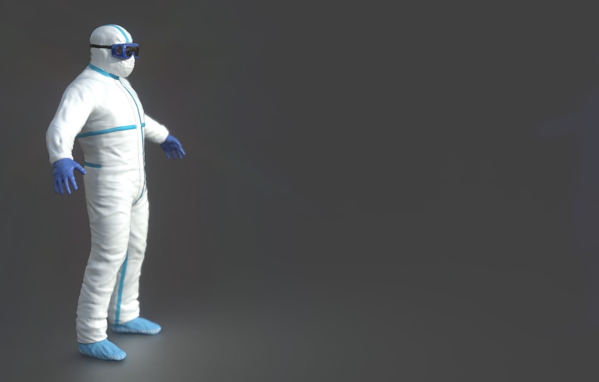 Hazmat Suit white 3D model_9