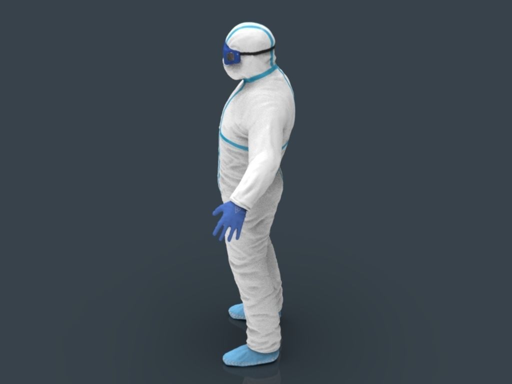 Hazmat Suit white 3D model_19