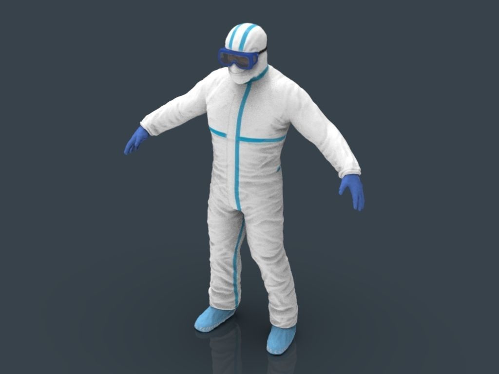 Hazmat Suit white 3D model_15