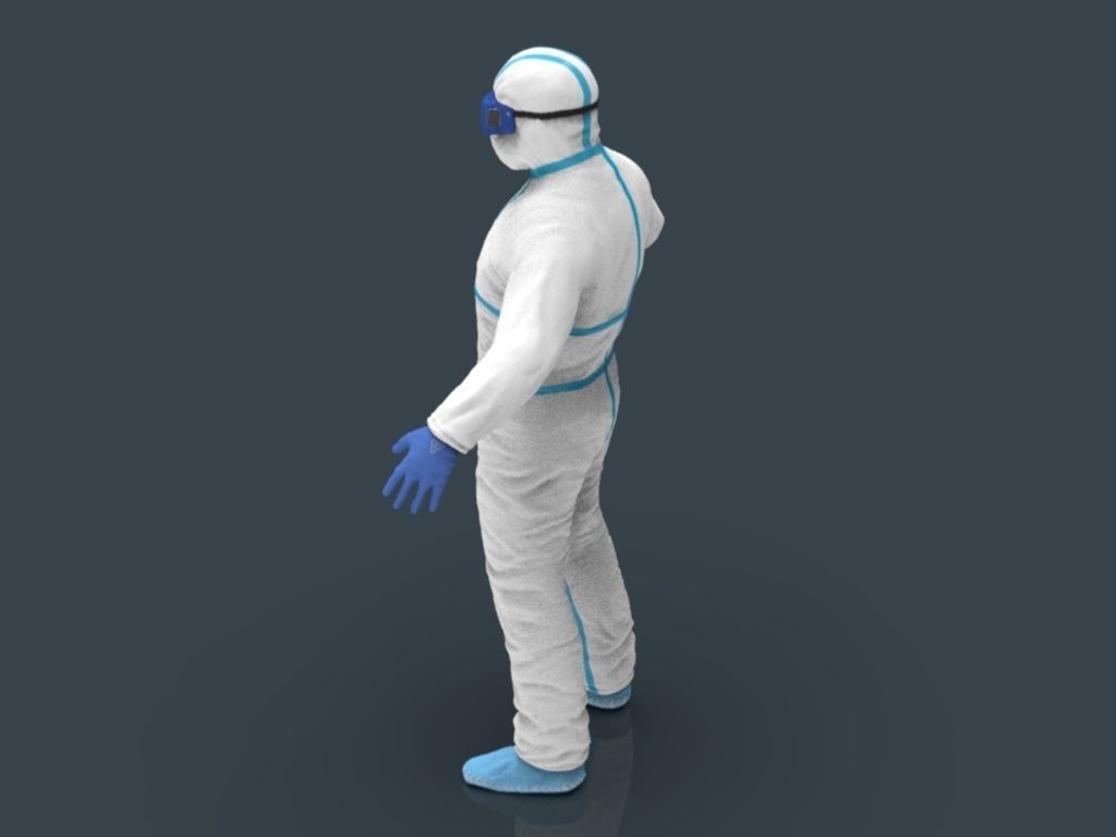 Hazmat Suit white 3D model_20