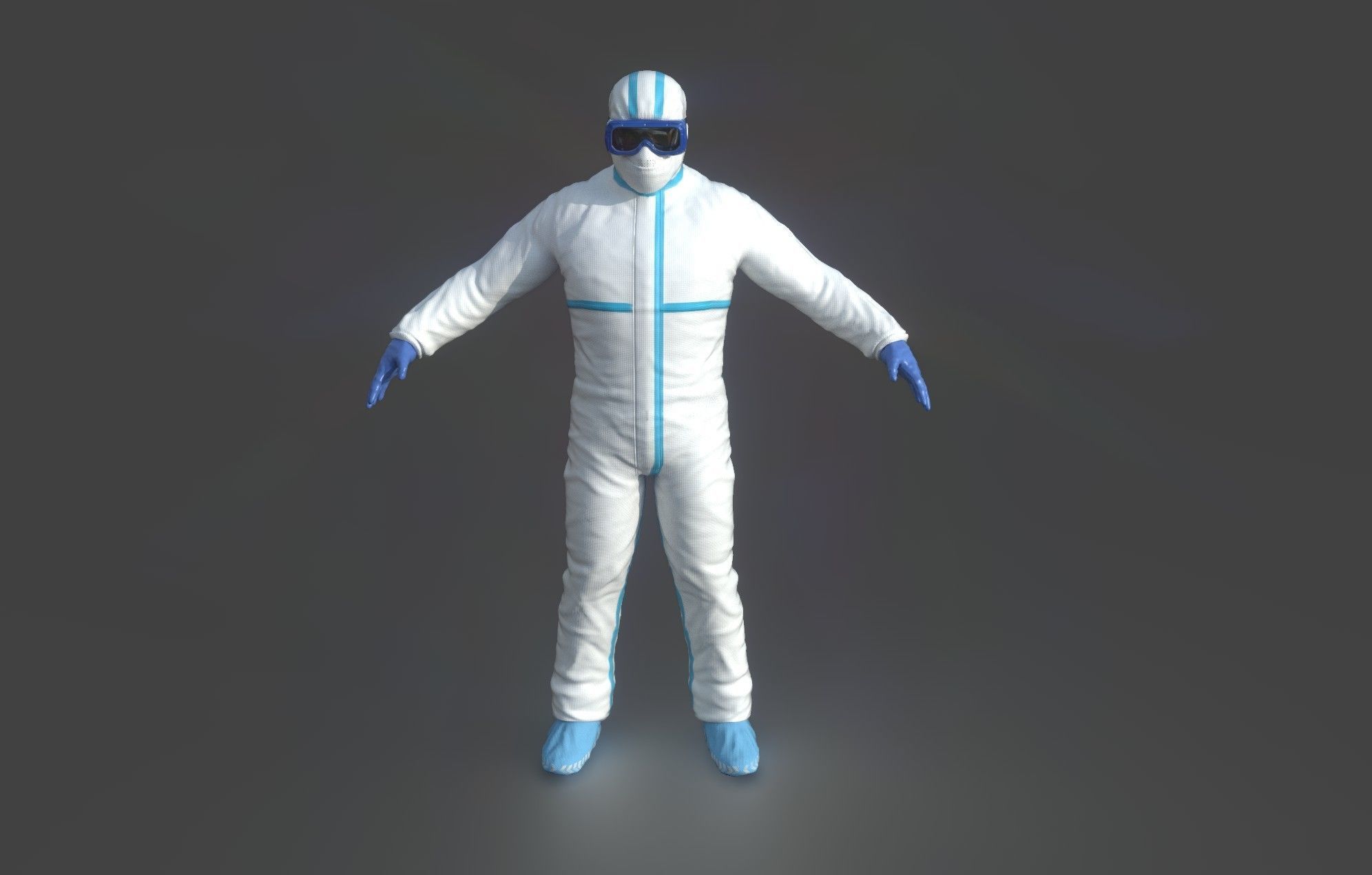Hazmat Suit white 3D model_14
