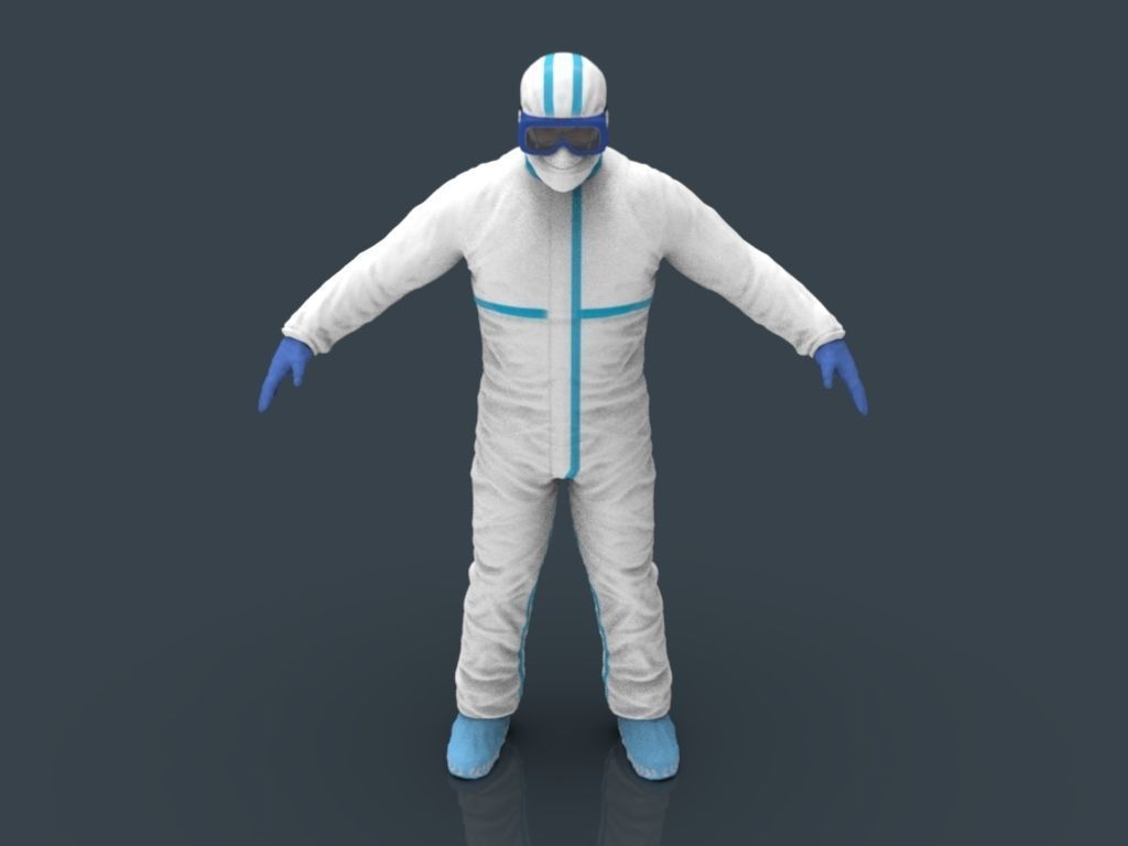 Hazmat Suit white 3D model_35