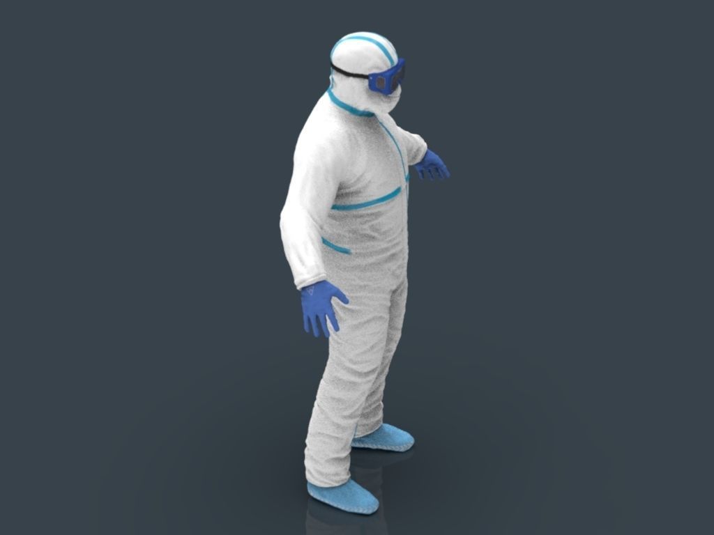Hazmat Suit white 3D model_34