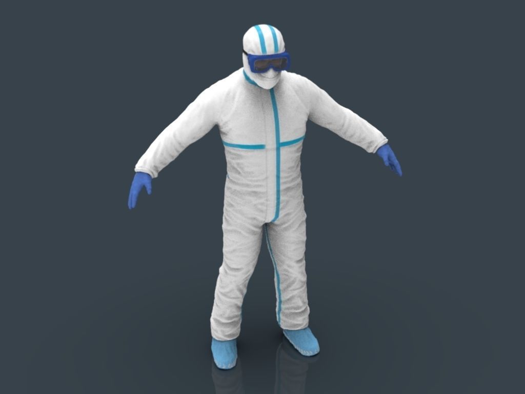 Hazmat Suit white 3D model_38