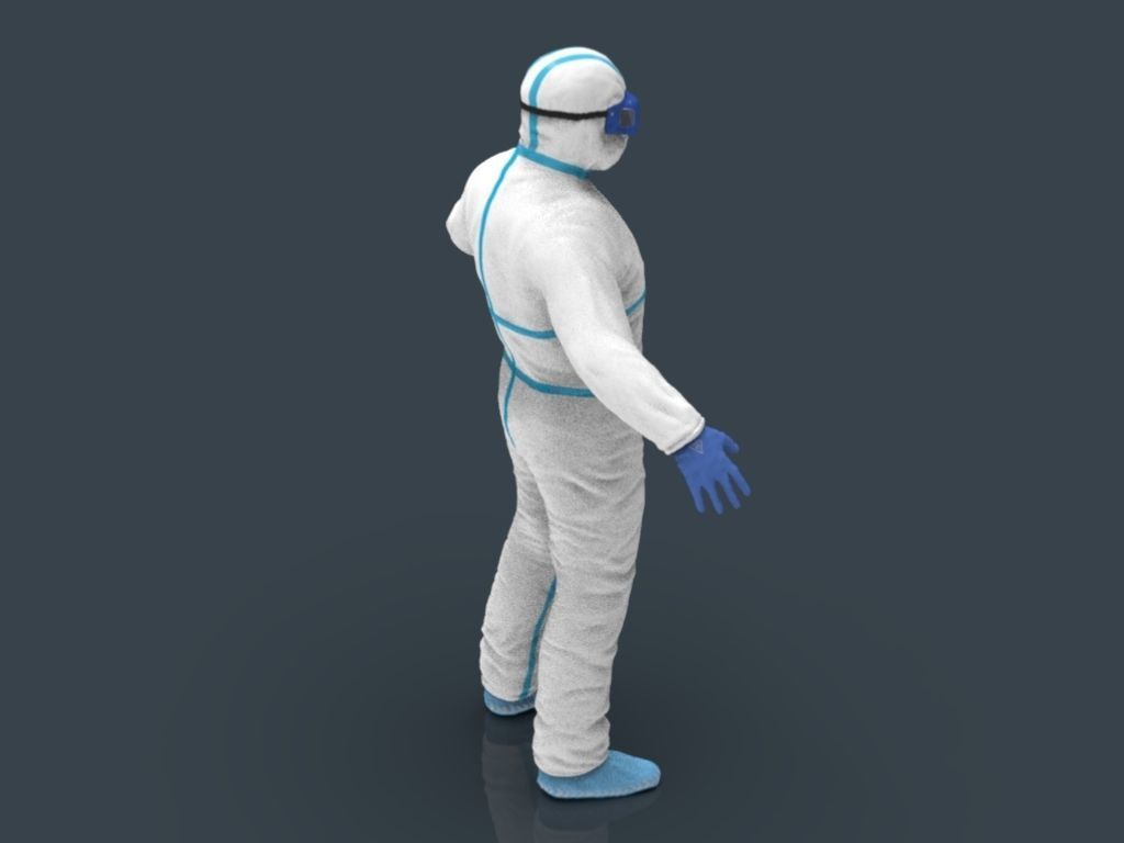 Hazmat Suit white 3D model_30