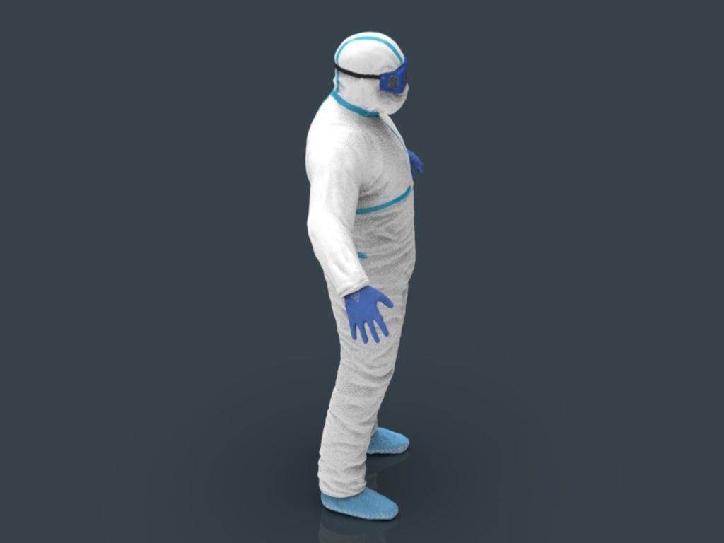 Hazmat Suit white 3D model_33