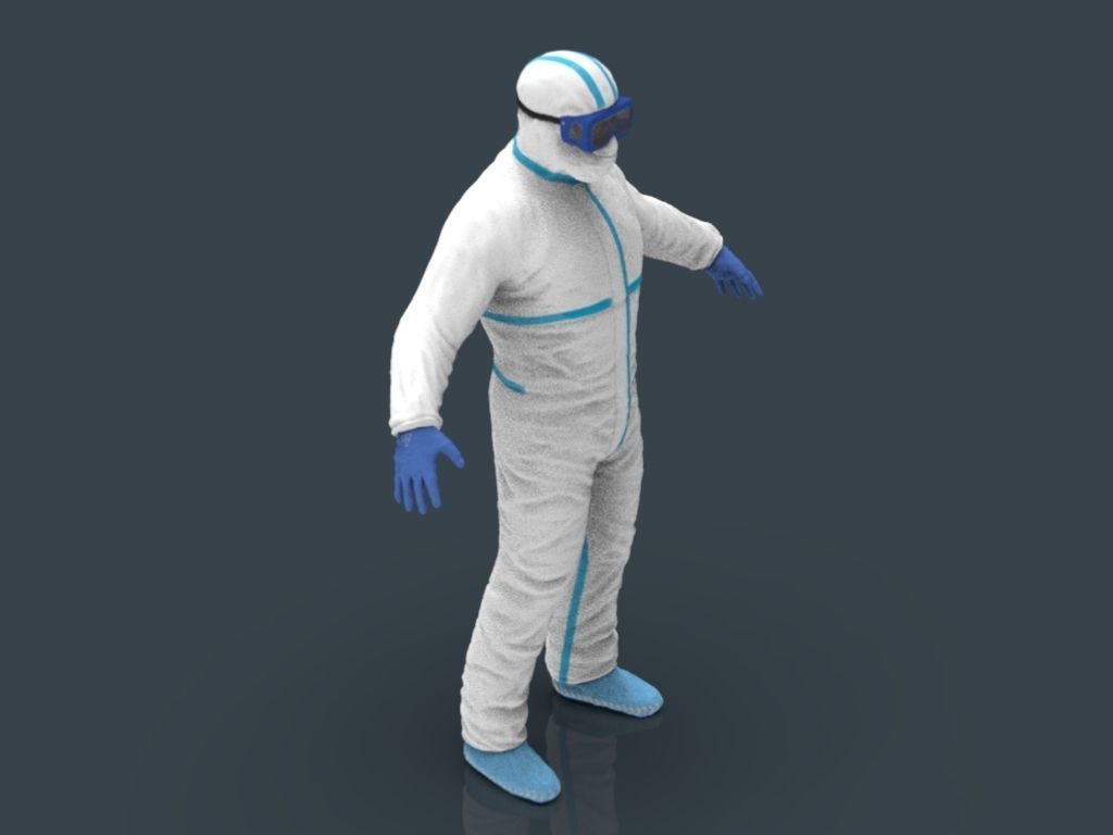 Hazmat Suit white 3D model_32