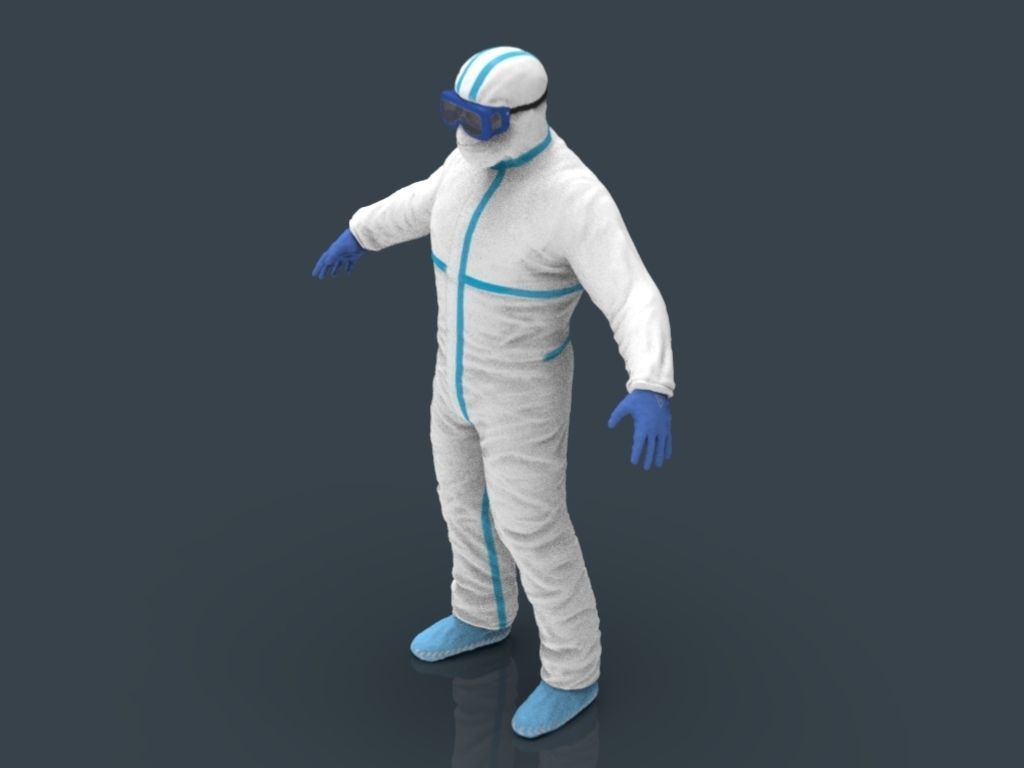 Hazmat Suit white 3D model_21