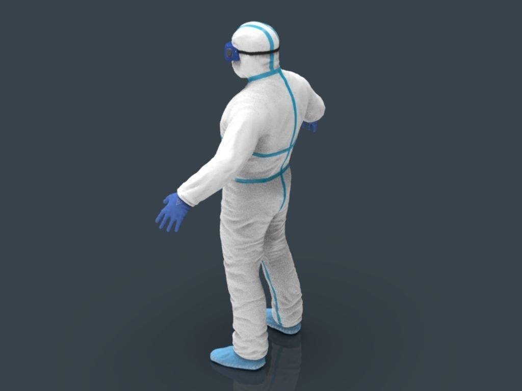 Hazmat Suit white 3D model_17