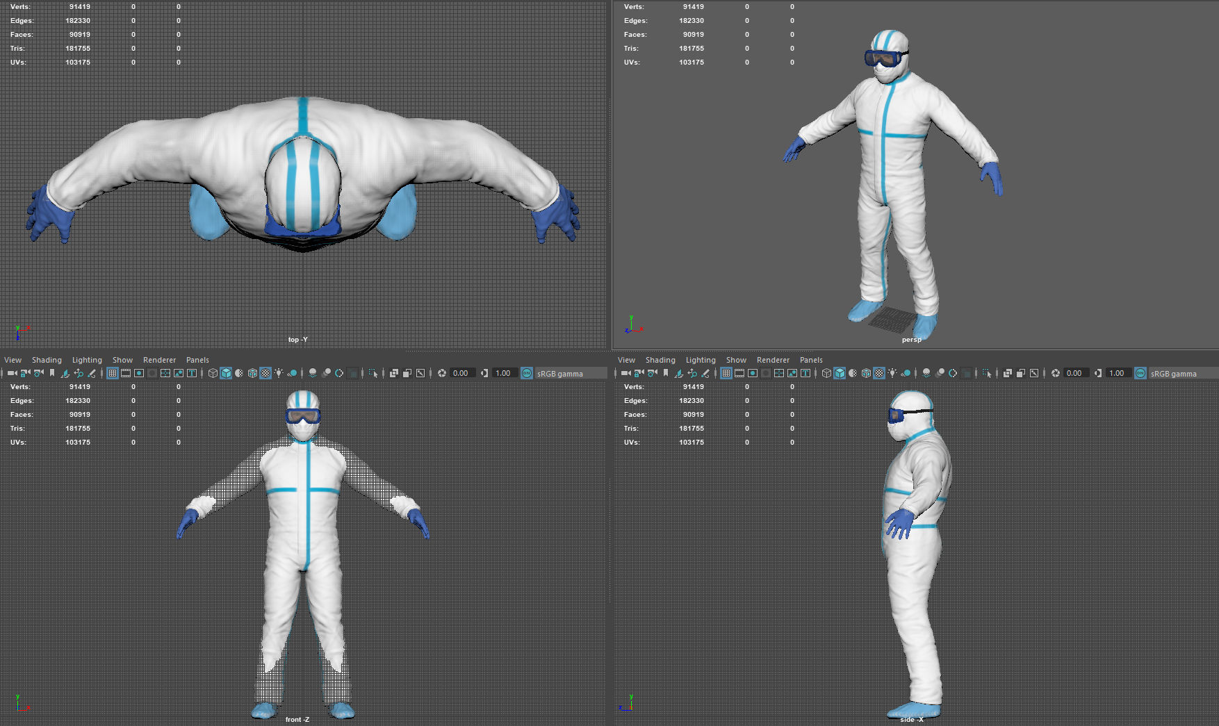 Hazmat Suit white 3D model_11