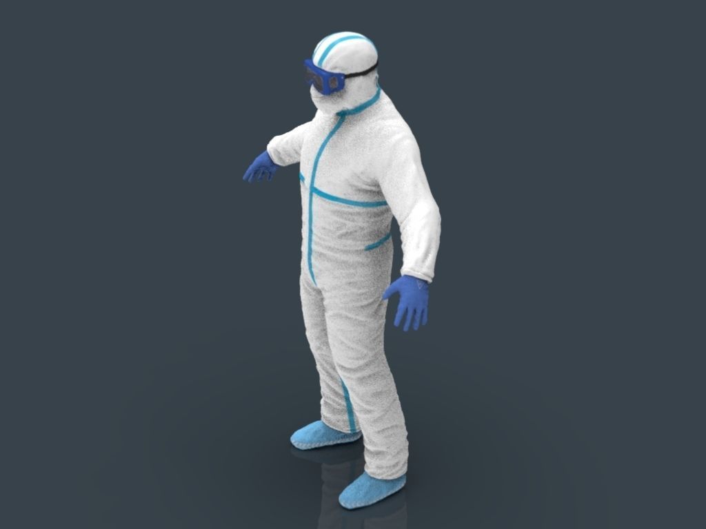 Hazmat Suit white 3D model_16
