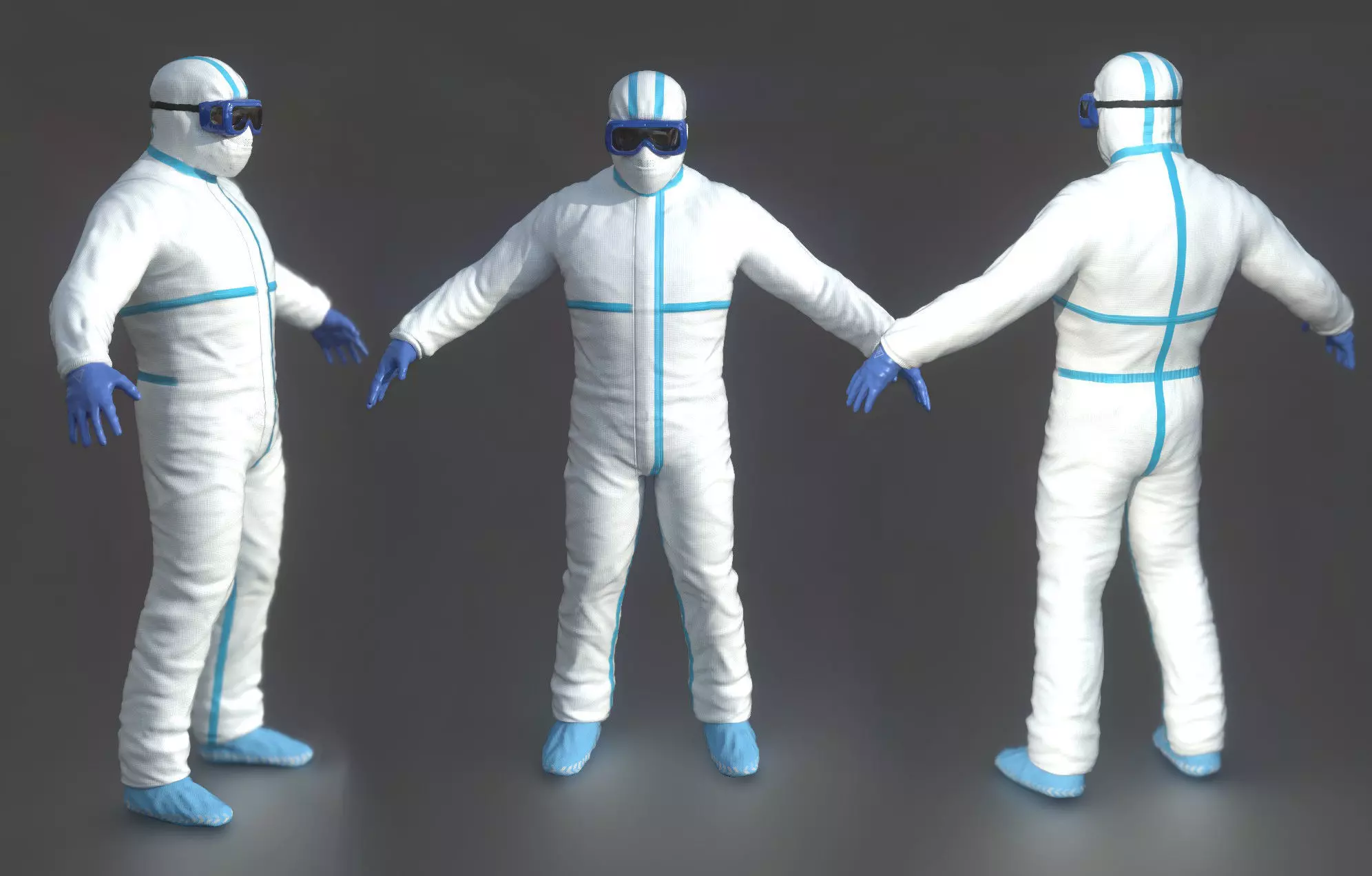 Hazmat Suit white 3D model_0