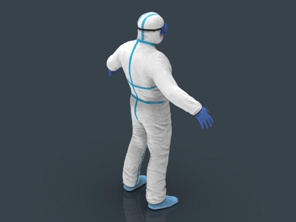 Hazmat Suit white 3D model_28
