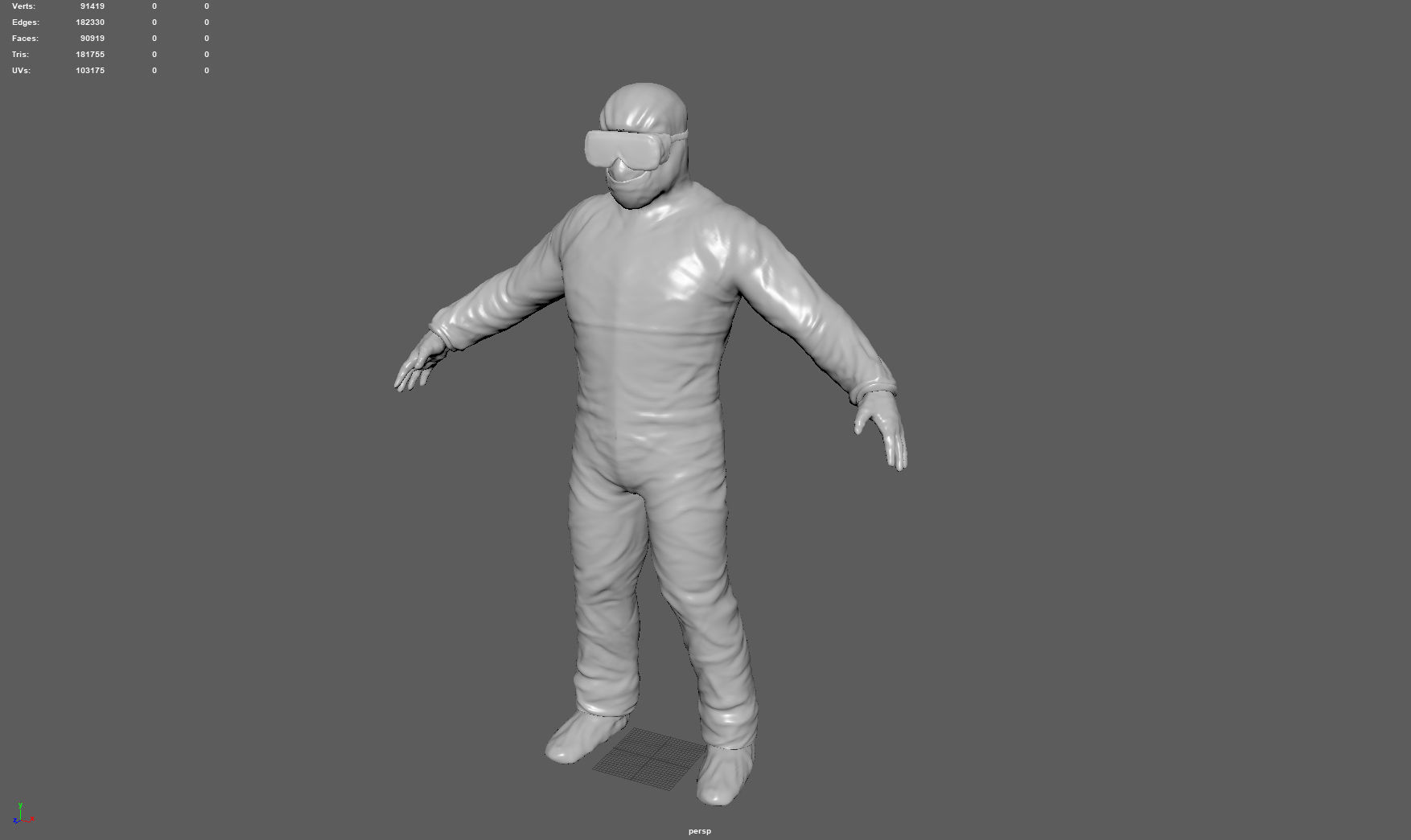 Hazmat Suit white 3D model_3