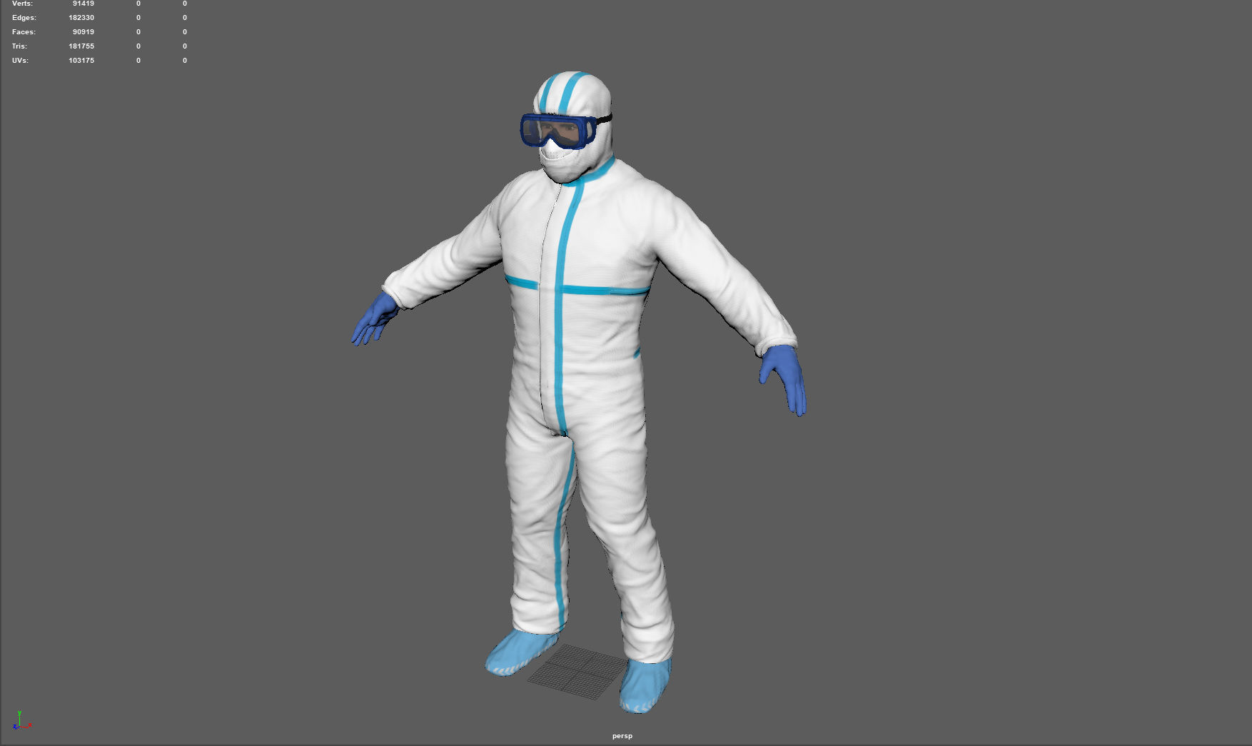 Hazmat Suit white 3D model_2