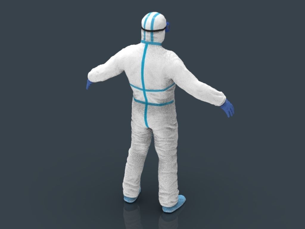 Hazmat Suit white 3D model_29