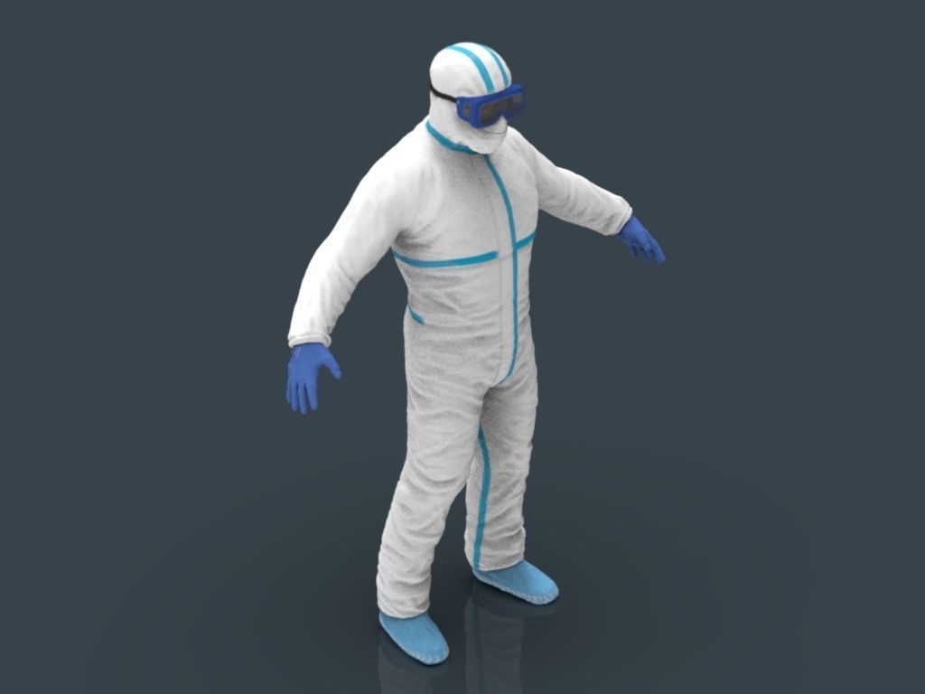 Hazmat Suit white 3D model_37