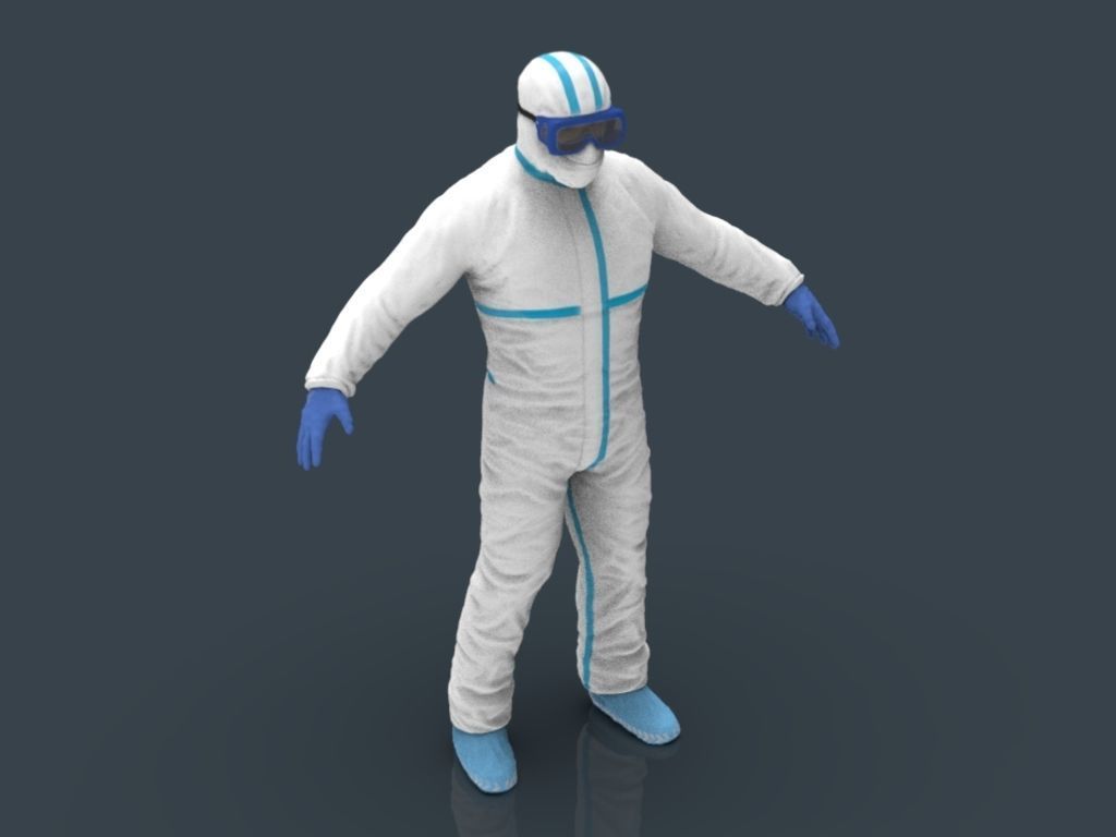 Hazmat Suit white 3D model_36