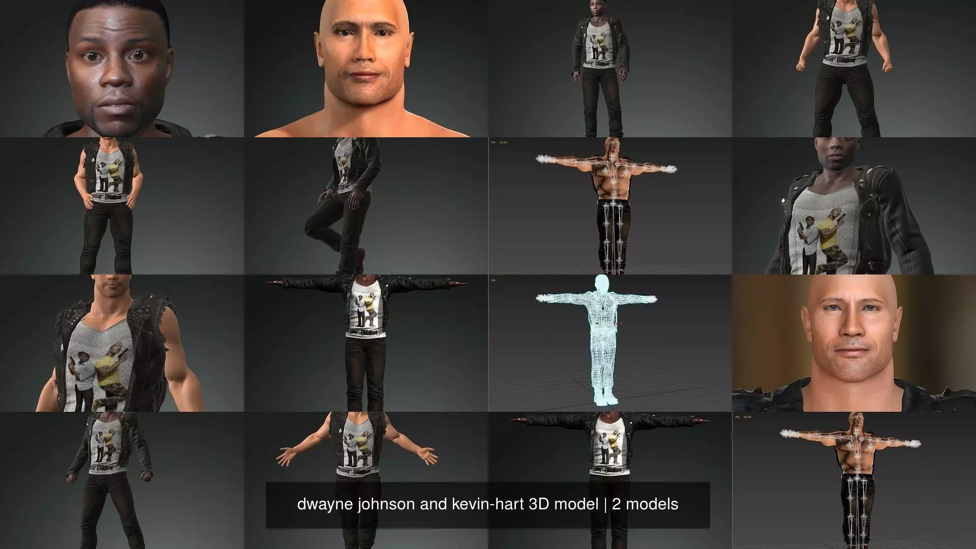 dwayne johnson and kevin-hart 3D model 3D Model Collection_0