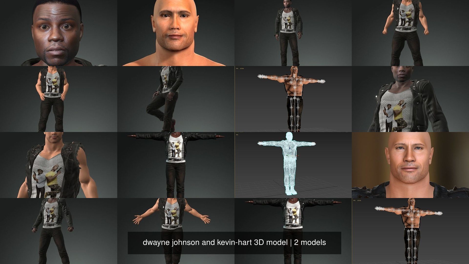 dwayne johnson and kevin-hart 3D model 3D Model Collection_16