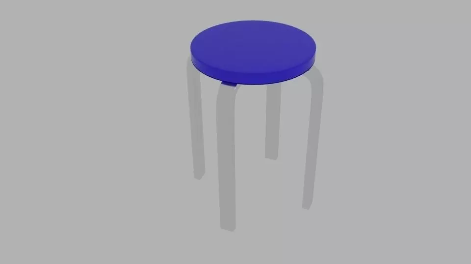 X Stool chair Low-poly 3D model_0