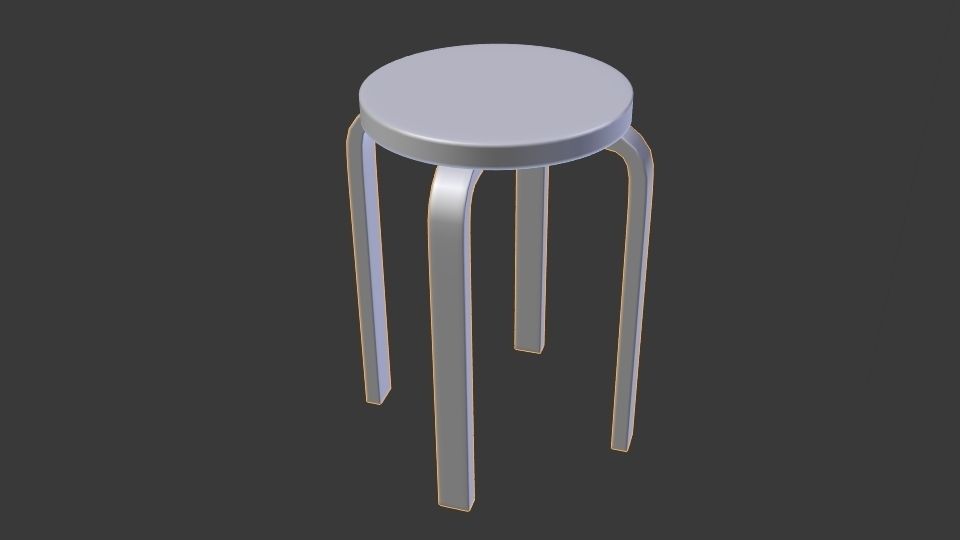 X Stool chair Low-poly 3D model_4