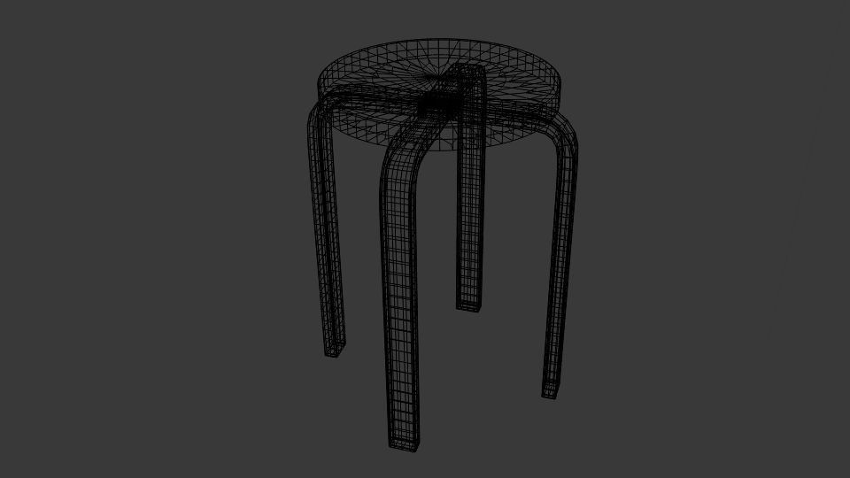 X Stool chair Low-poly 3D model_5