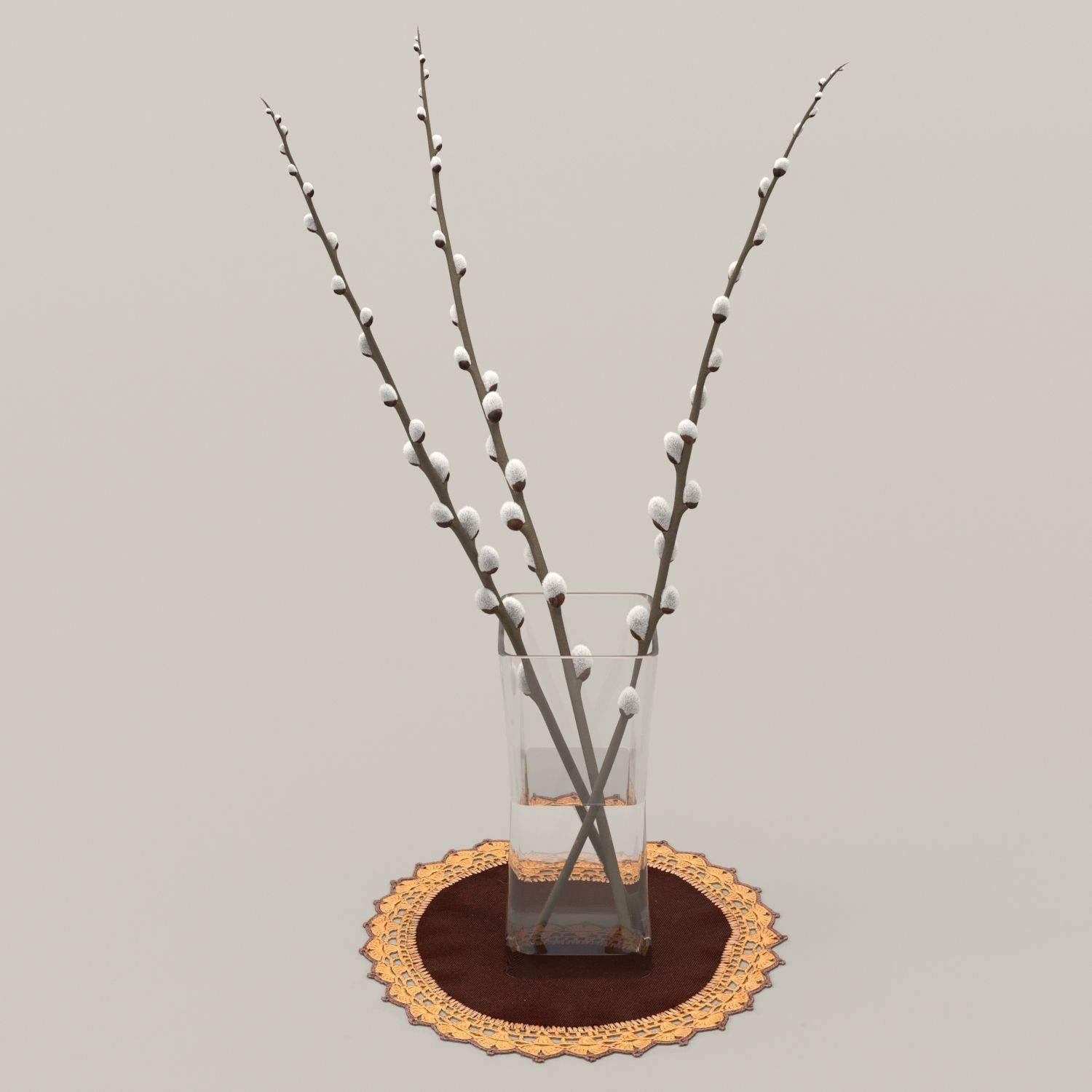 Easter eggs and Willow twigs 3D model_2