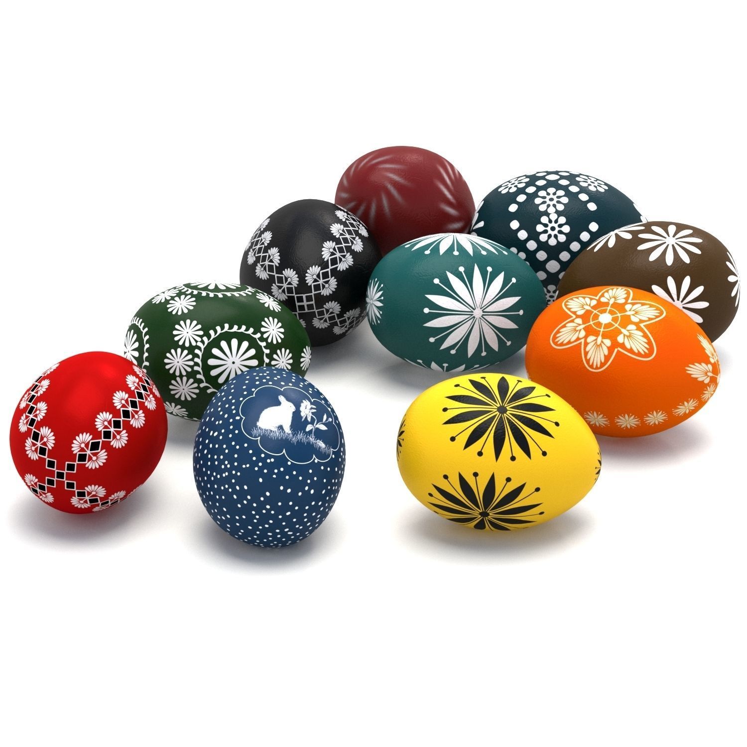 Easter eggs and Willow twigs 3D model_1