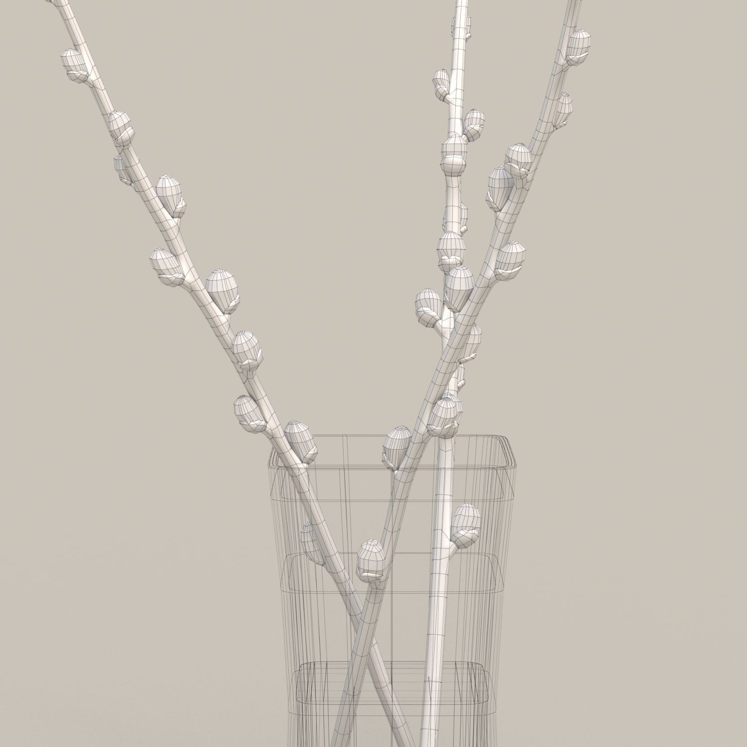 Easter eggs and Willow twigs 3D model_8