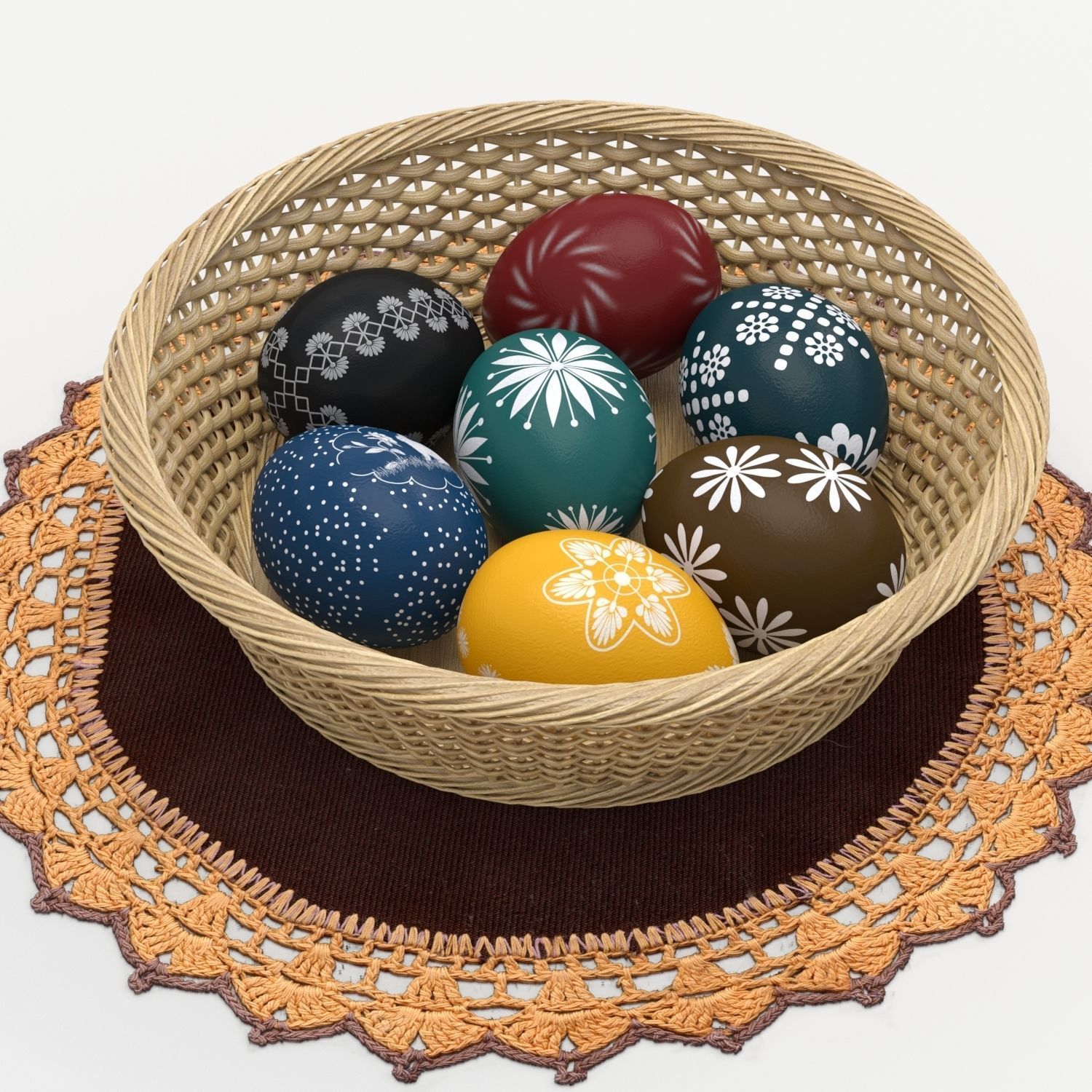 Easter eggs and Willow twigs 3D model_4