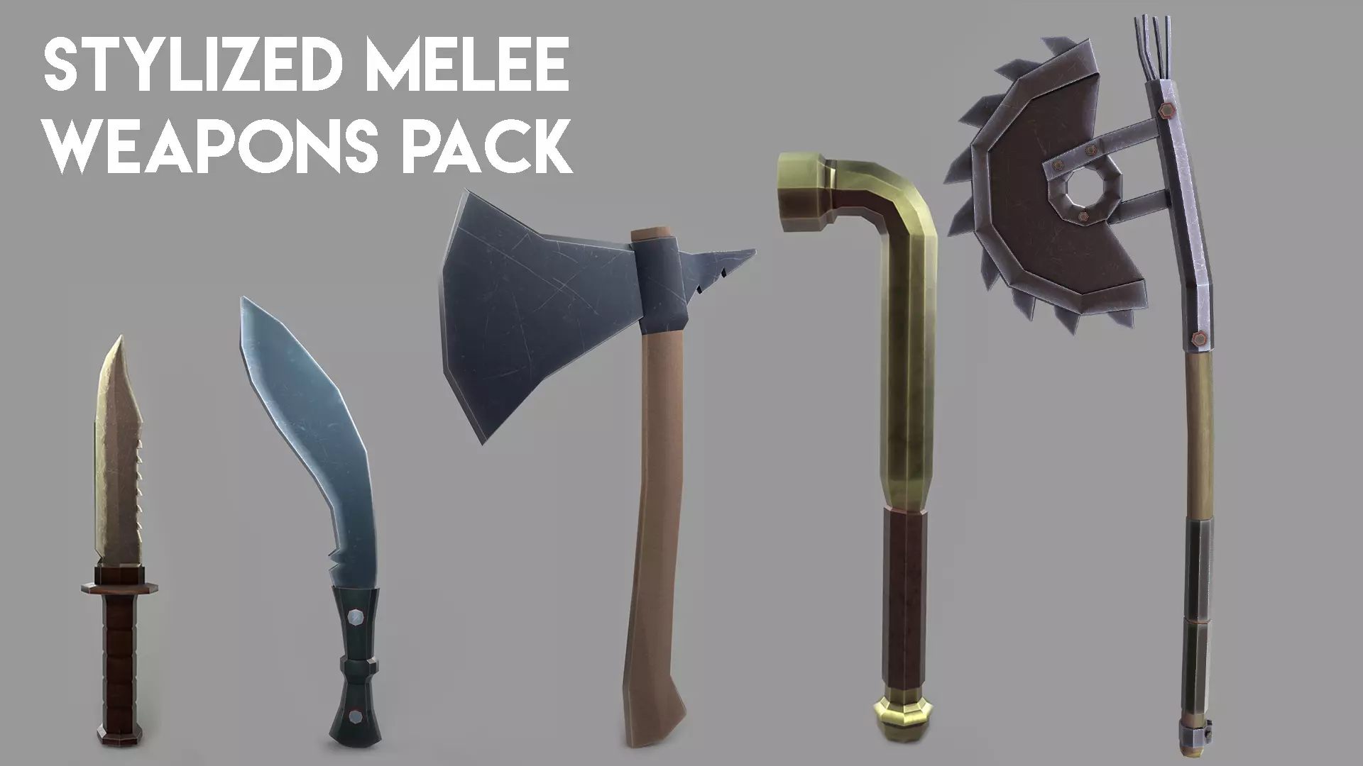 Stylized Melee Weapons Pack Low-poly 3D model_0