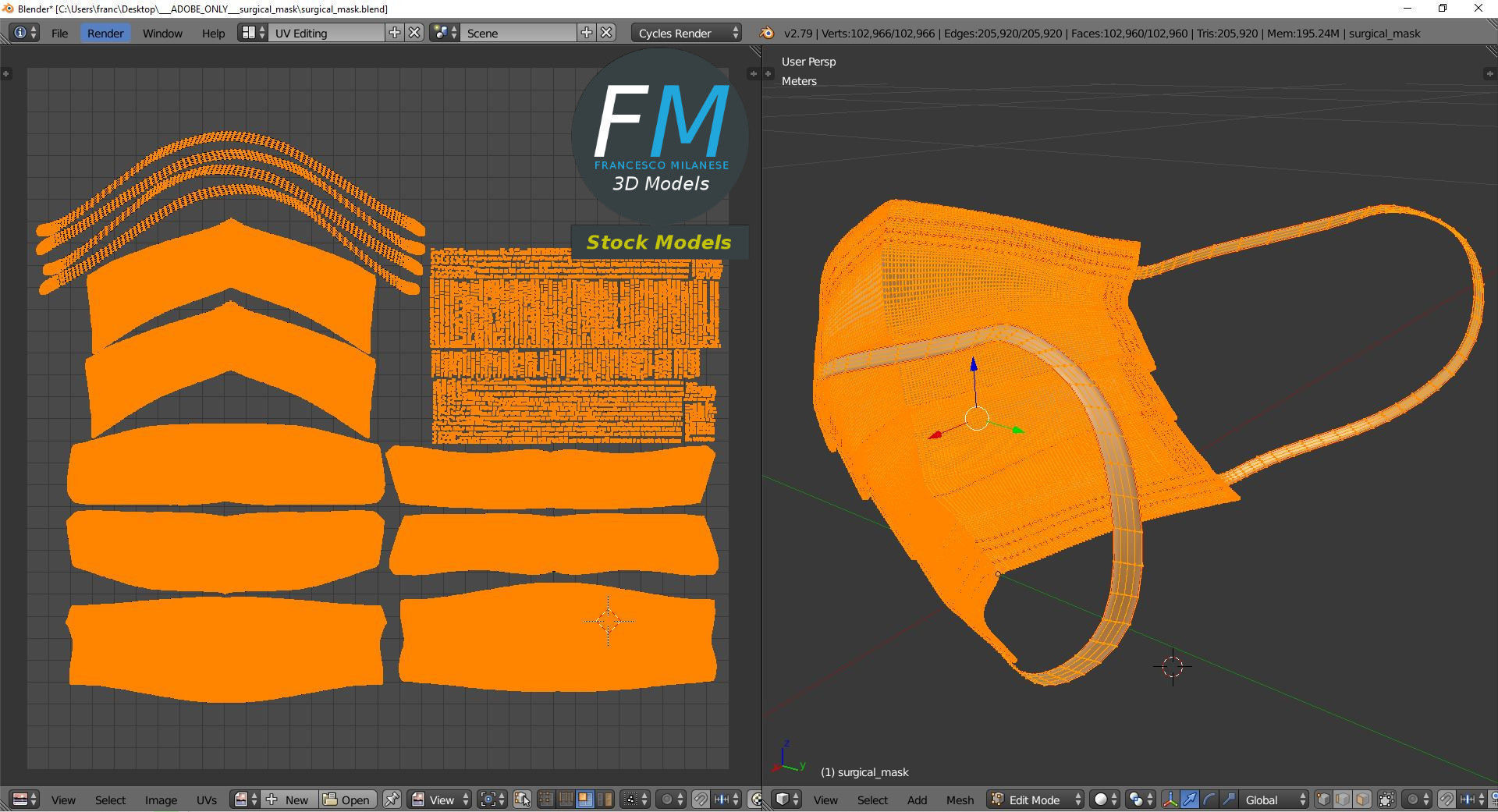 Surgical mask 3D model_10