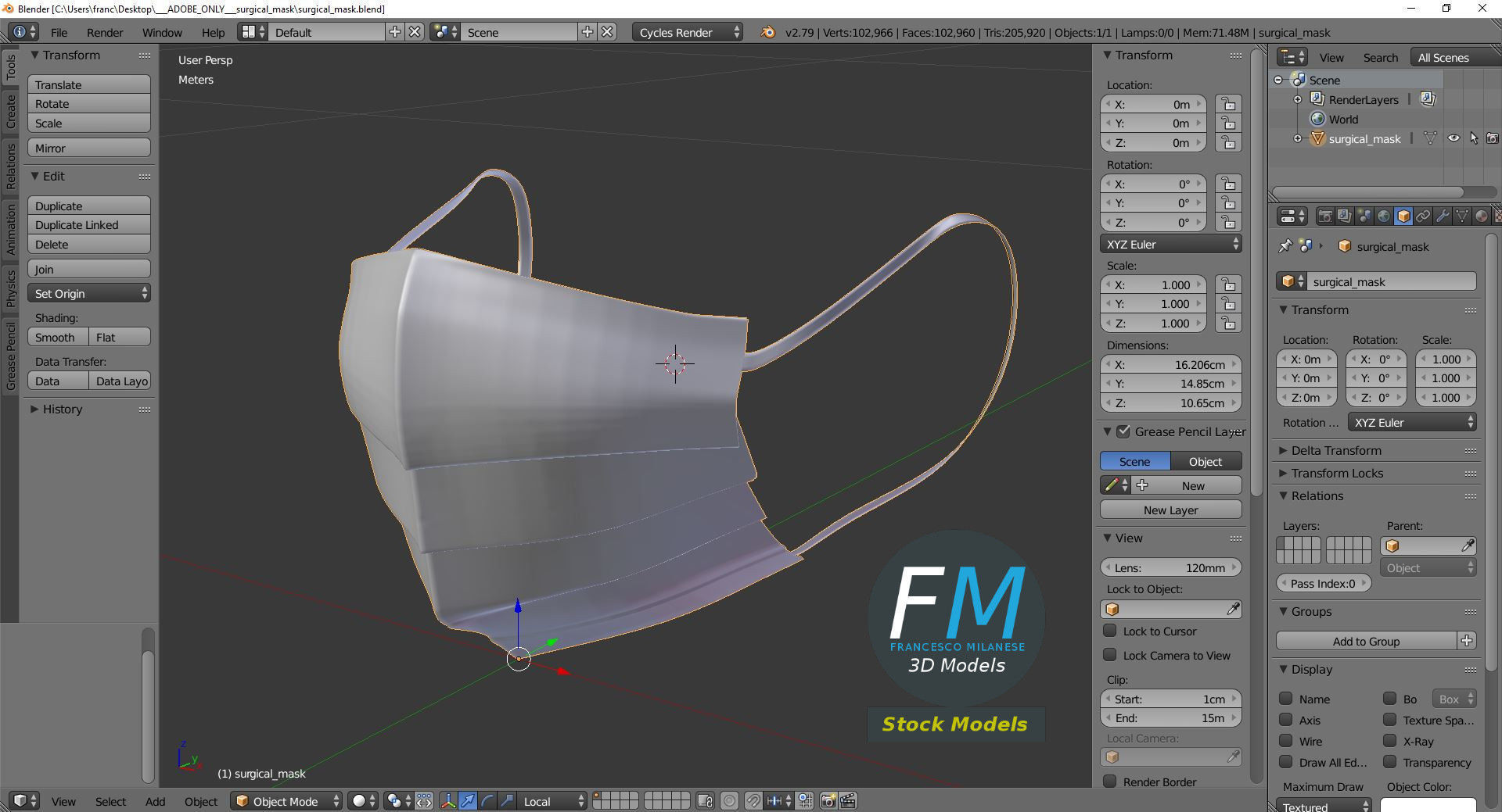 Surgical mask 3D model_9