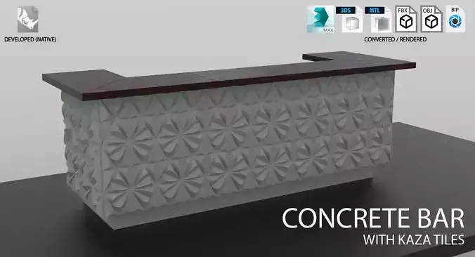 Concrete Bar Kaza Tiles 3D model