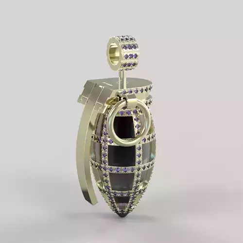 Pendant gold grenade with sapphires
